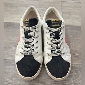 Vintage Havana Black and White Sneakers with Pink Accents